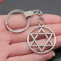 WYSIWYG 39x35mm Antique Silver Plated Antique Bronze Plated Zinc Alloy Star of David Keychain for Souvenirs Gift P2-ABD-C11917