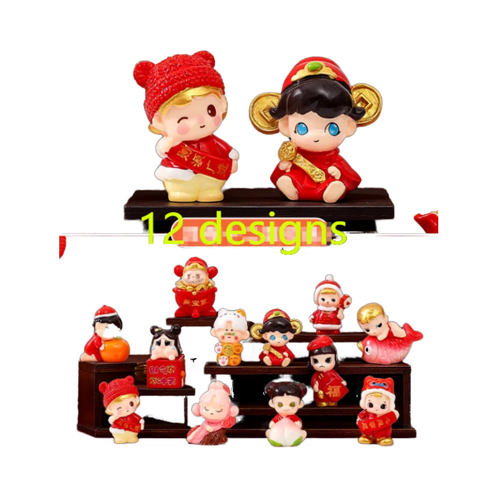Cute Cartoon Collectables Kid Toys Birthday Gift Resin 3d Mini Figurine Chinese New Year Boy Girl for Blind Surprise Mystery Bag