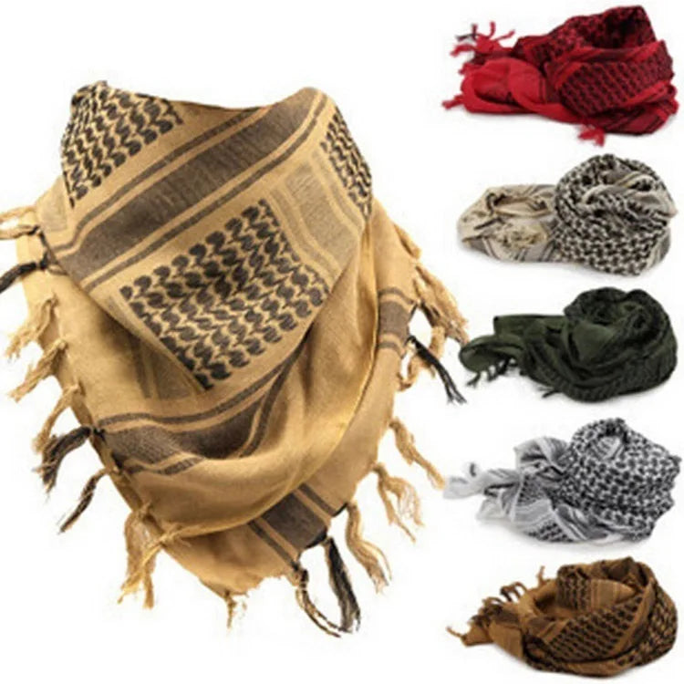 Arabic square Scarf Muslim Scarf Shawl Outdoor Fan Tactical Headscarf Windproof and Sand Resistant Neck Cover