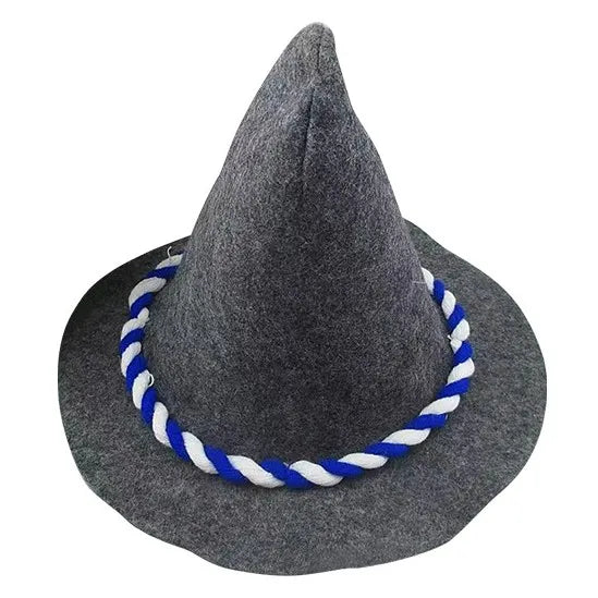 Scarecrow Hat Adult Oktoberfest Gray Wizard Witch Gray Hillbilly Hats Felt Peasant Cone Hat for Cosplay Party Holidays