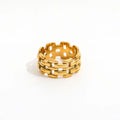 Fenny 18K Gold Plated Wholesale Tarnish Free Classic Statement Watchband Hollow Stainless Steel Finger Ring Trendy for Women