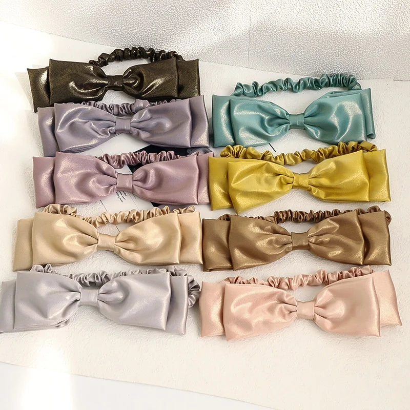 Women Cross Stretchy Butterfly Sweet Satin Elastic Hair Band Winter Solid Color Custom Headband