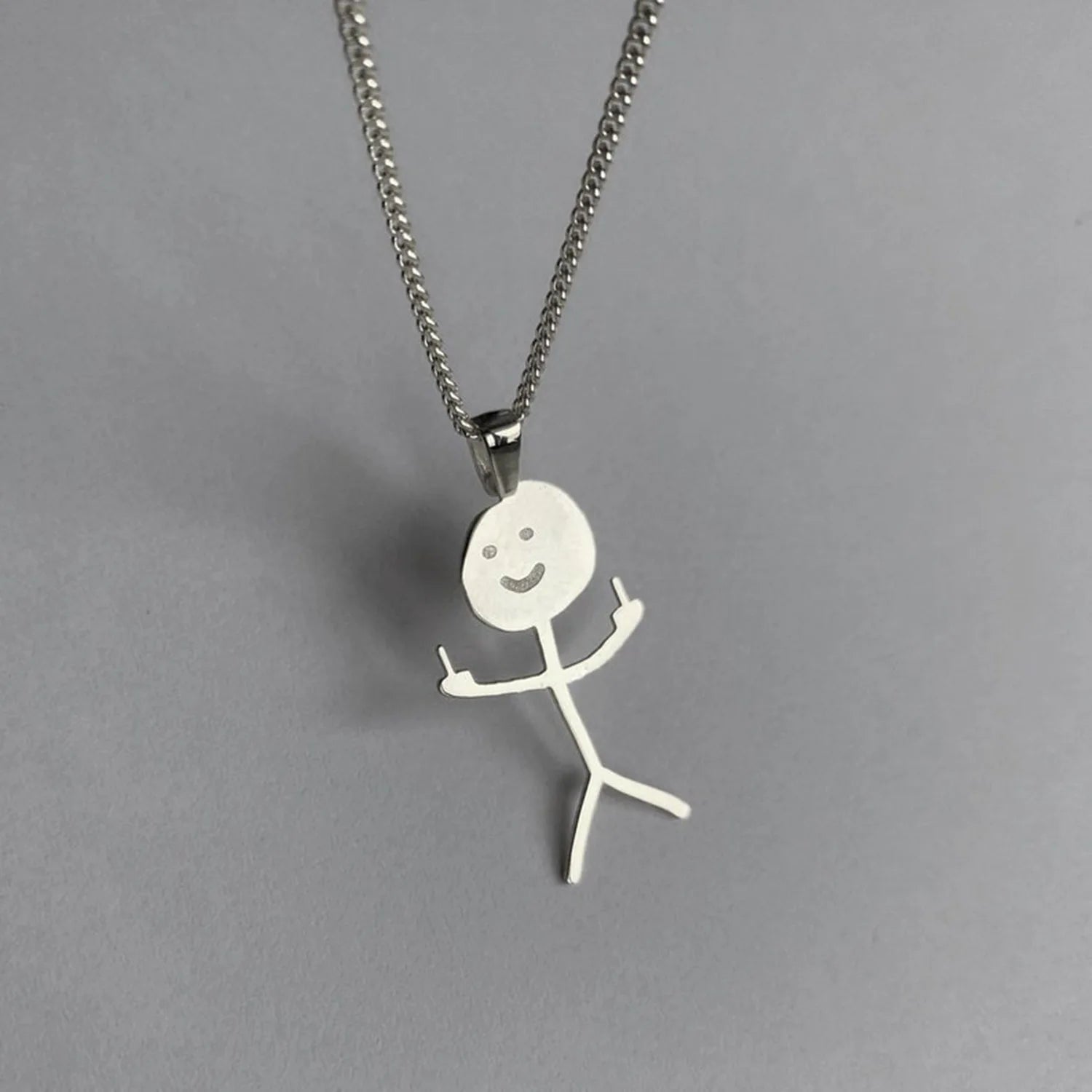 Double Sided Funny Doodle Pendant Necklaces for Women Korean Jewelry Street Stainless Steel Couple Necklace