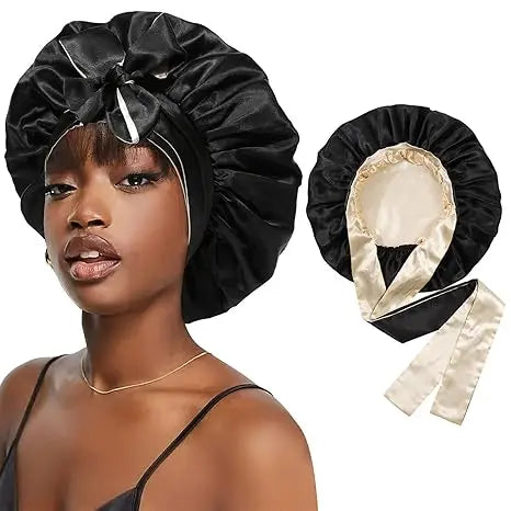 Satin Bonnet Silk Sleep Cap Hair Bonnets for Women Stretchy Tie Band Hair Cap