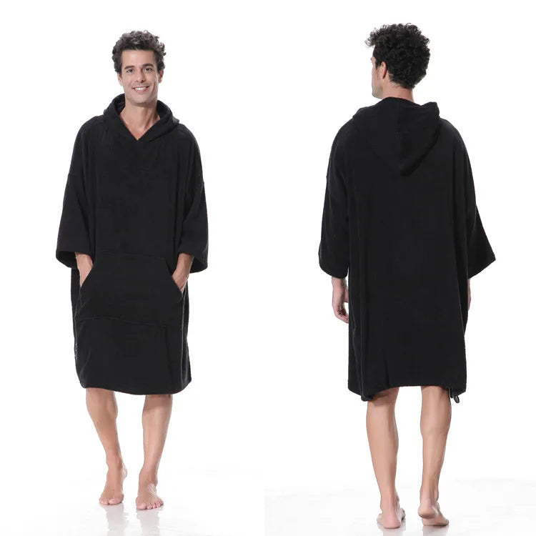 Surf Poncho Cotton Hooded Beach Towels Changing Towel With Hood and Pouch Surf Robe Beach Poncho