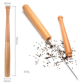 New Arrival Handheld Adjustable Baseball Bat Design Manual Salt and Pepper Mill Wood Baseball Bat Pepper Grinder