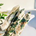 Wholesale Factory Price Natural Moss Agate Point Healing Druzy Crystal Points Stone Tower for Decoration Gift