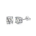 Classic 4 Prongs 0.3/0.5/1/2ct Moissanite Round Shape Stud Earrings Silver 925 Earrings for Children Women