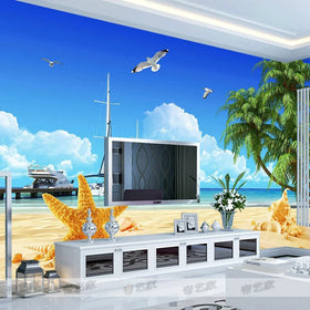 3d 5d Sea View Beach TV background mural wallpaper living room bedroom landscape custom wallpaper