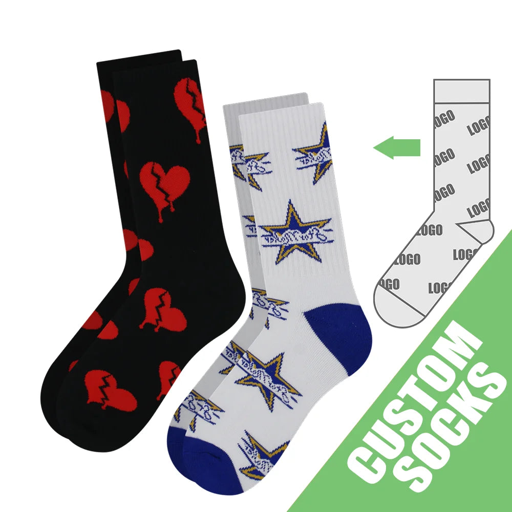 Custom Design Socks With Brand Logo Wholesale Jacquard Print Novelty Socks Custom Logo Socks