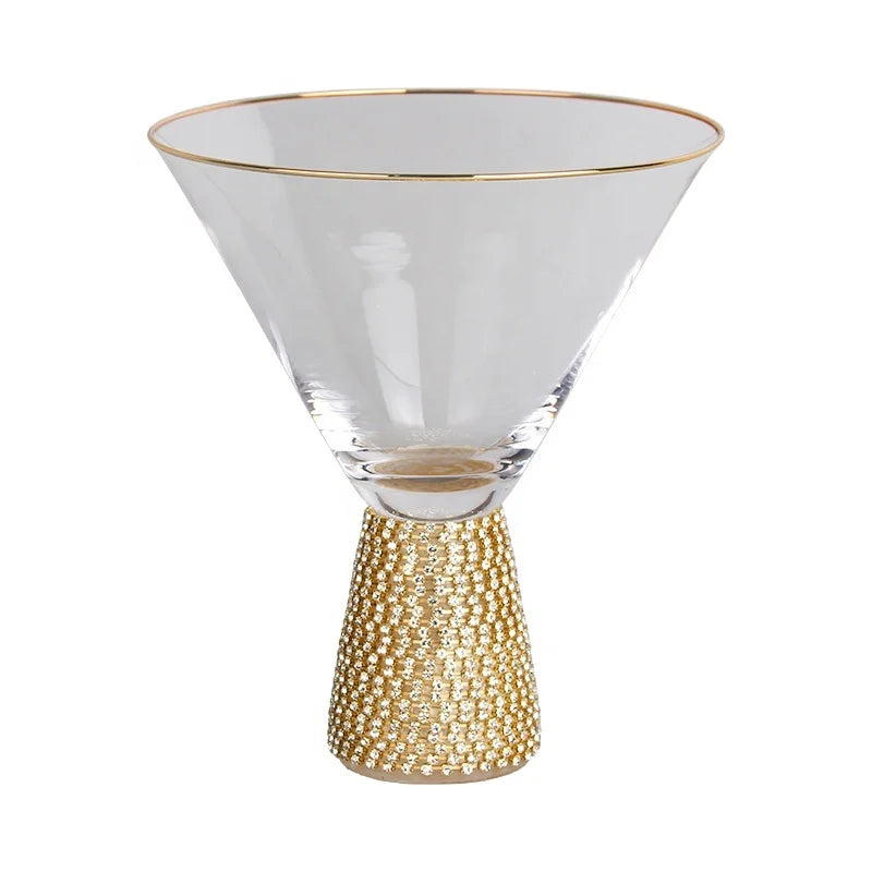 2021 New Heavy Stem Unique Shape Diamond Decoration Martini Glass