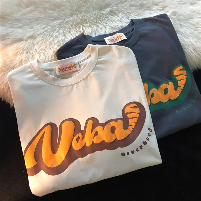 Oem Wholesale 100% Cotton 280G Custom 3D Plain T Shirt Foam Puff Print Men's T-shirts