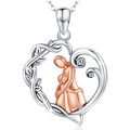 Isunni Mothers Day Gift S925 Sterling Silver Mother and Daughter Necklace With Cubic Zirconia