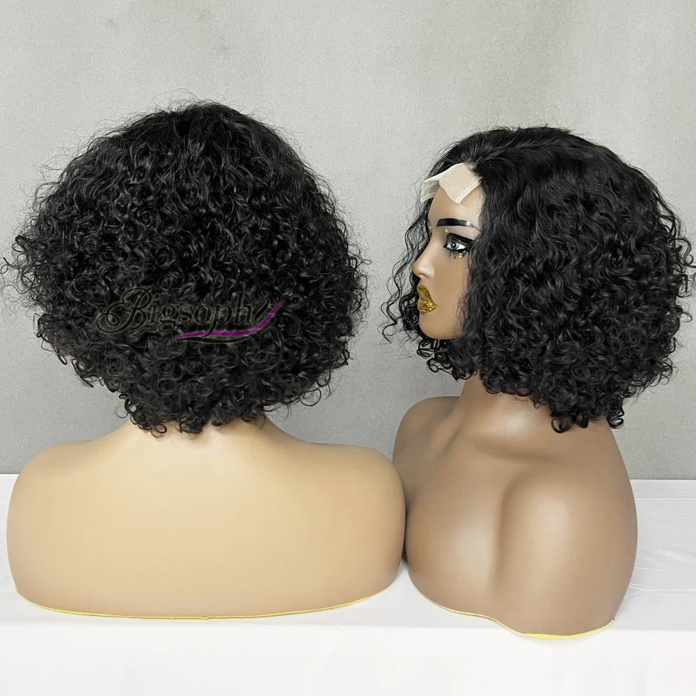 100% Human Hair 4X4 Closure Lace Short Luxury Curly Wig for Black WomenCut From Raw Vietnamese Hair Healthy Single Donor