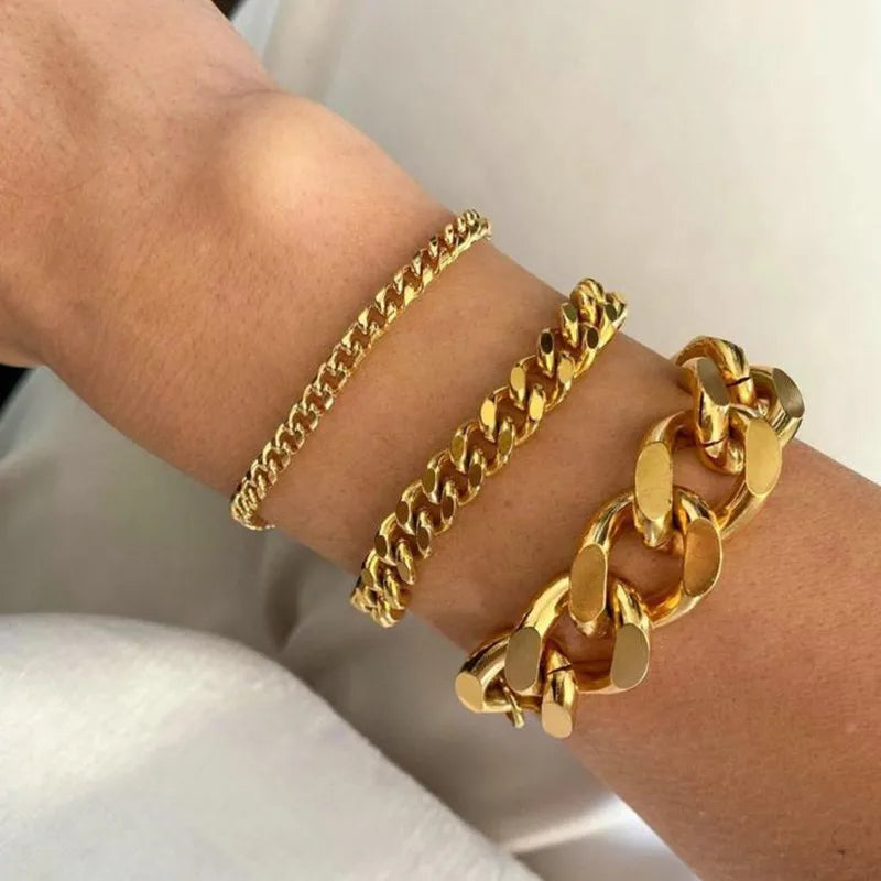 2021 Women High End 18K Gold Plated Bracelets Stainless Steel  Chain Link Bracelet
