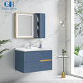 Wholesale Modern LED Backlit Mirror Bathroom Wash Basin Vanity Wall Mounted Anti Fog Function Waterproof Plywood Hotel Bathroom