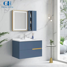 Wholesale Modern LED Backlit Mirror Bathroom Wash Basin Vanity Wall Mounted Anti Fog Function Waterproof Plywood Hotel Bathroom