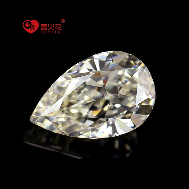 All Sizes Crushed Ice Cut Loose Gem Stone Light Yellow E Color Cz Stone Pear Cut Synthetic Cz Cubic Zirconia
