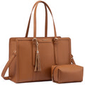 LOVEVOOK 2pcs/set Large Fashion PU Laptop Bag Computer School Stylish Tote Bag Shoulder Crossbody Messenger Bag for Women