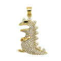 Hip hop full diamond animal necklace gold plated dinosaur charms necklace