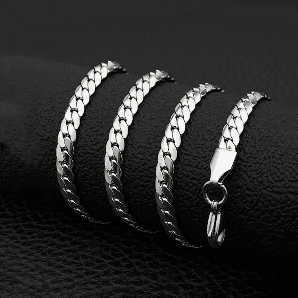Wholesale Hip Hop Simple Fashion Male Jewelry Stainless Steel Flat Side Chain Necklace Men