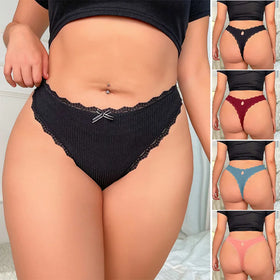 Plus Size Women's Solid Color Breathable Underwear Seamless Panties Women Lace Panties