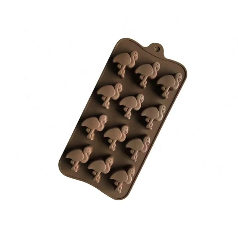 664 Hot Sell Animal System Flamingo Bird Shape Silicone Chocolate Mold Kitchen Baking Utensils Soap Mold Trays Cake Mold