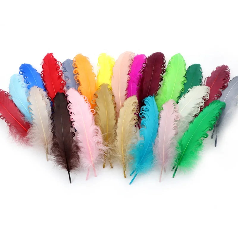 Wholesale 20pcs Multicolor Dyed Curly Duck/Goose Wing Feathers for DIY Craft Wedding Home Party Decorations