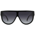 Black New Flat Top Frame Acetate Sun Glasses Big Frame Women One Piece Uv400 Polarized Lens Acetate Oversized Sunglasses