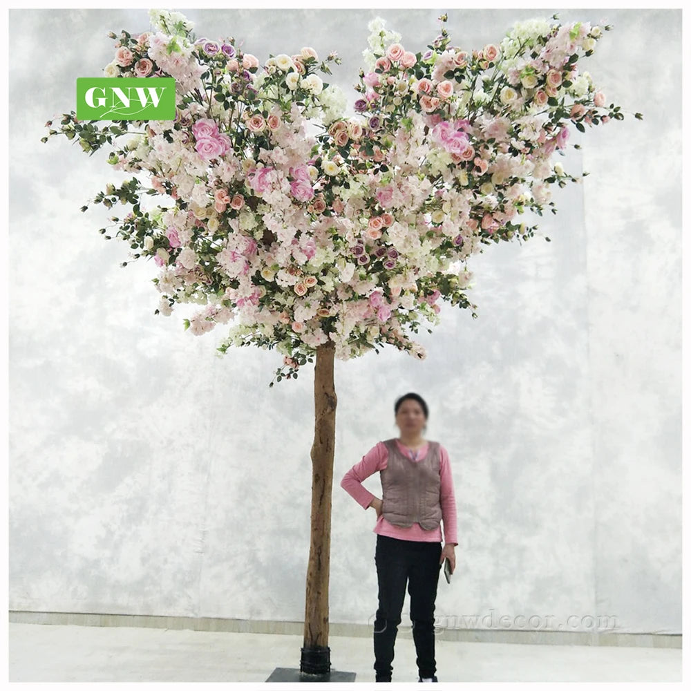 GNW 2022 Wedding Table Green Plants Cherry Blossom Wisteria Centerpiece Large Artificial   Flower Tree