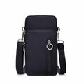 2023 New Women's Cross-Body Mobile Phone Bag Fashionable Nylon with Zipper Closure and Rivet Decoration Hanging Neck Pocket