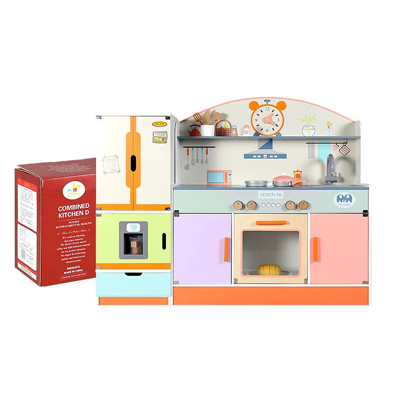 Factory Design Children Wooden Refrigerator Kitchen  Role Play Set Educational Pretend Toys for Girls