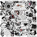 50PCS Black and White Religious Christian Jesus Scripture Gothic Style Cross Wisdom Words Faith Bible Sticker