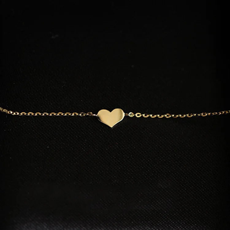 Korean INS Pure 925 Sterling Silver Thin Chain Minimalist Mini Heart Shaped Bracelets for Women Girls Jewelry