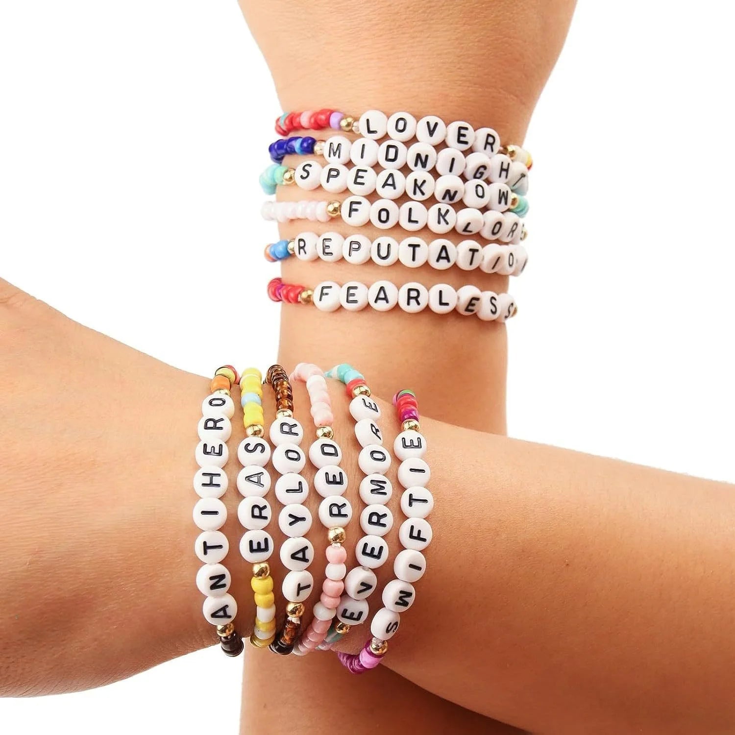 Inspired Bracelet with Rice Beads English Letter Bohemia Style Zinc Alloy Pearl Heart Shape for Friends Gifts
