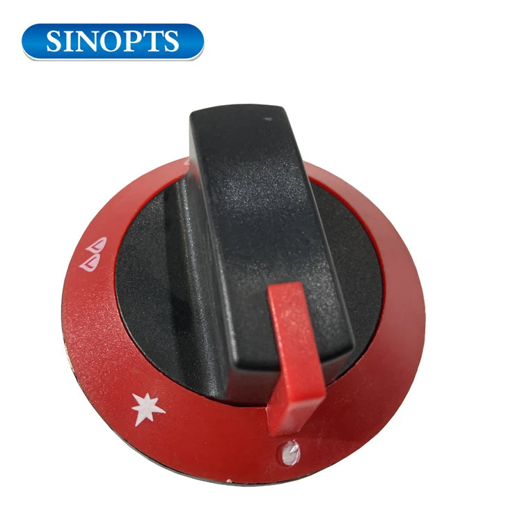 Sinopts Gas Stove Red Round Oven Knob with Flame logo