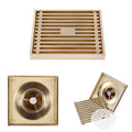 Modern Bathroom Brass Gold Plating Shower Square Floor Drain Cover with Easy Installation and Anti-Corrosion