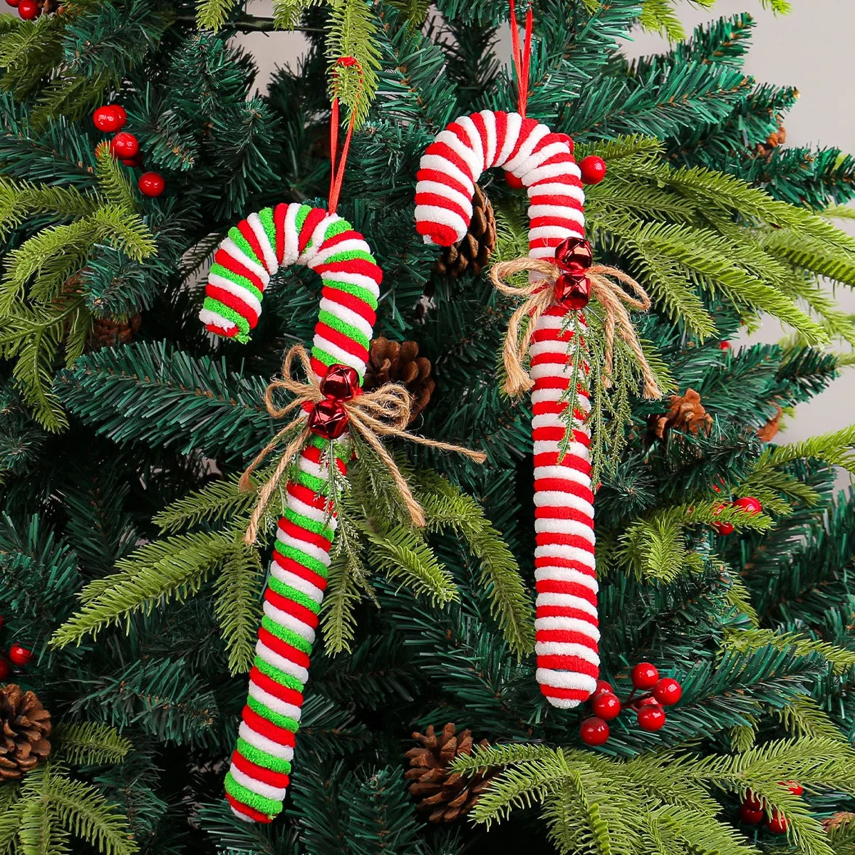 Christmas Candy Canes Christmas Tree Hanging Ornaments Twisted Red White Crutch Candy Canes for Xmas Home Party Decoration