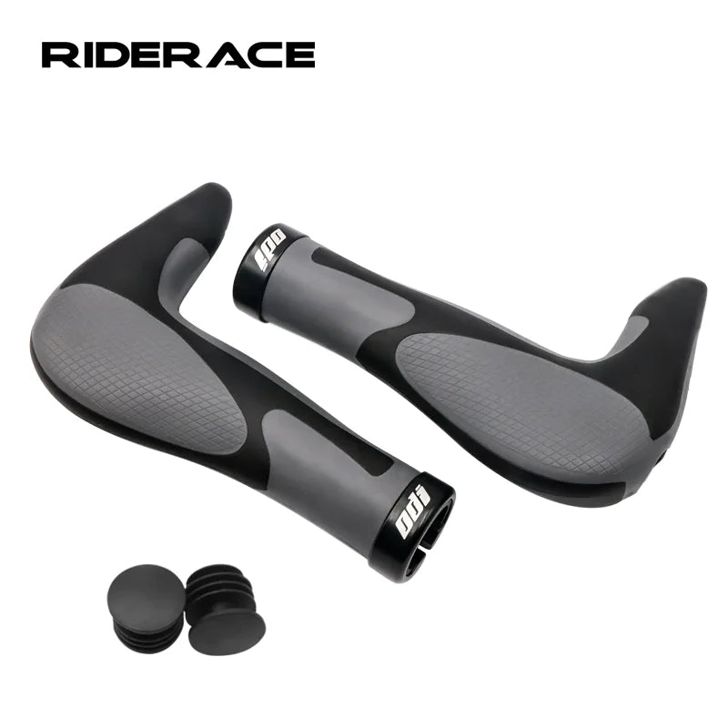 RIDERACE Non-slip Grips Bike Ergonomics Rubber Handlebar Covers Extended Bar End Shock Absorption MTB Cycling Hand Rest Bars