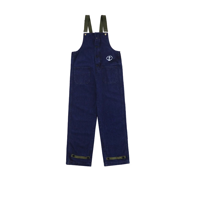Men's Eco-Friendly Denim Jumpsuit Cargo Pants Washed Casual Loose Fit Mid Waist Solid Pattern Hole Softener Four Seasons