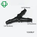 JU Black PP 1/4" 6.4mm Barbed 3 Ways Water Air Barbed Hose Adapter Wye Tube Connector Plastic Hose Barb Y Tube Fittings