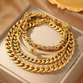 SL030 Punk Stainless Steel Bracelet Set for Ladies Multi-Layer Miami High-end Chain Bracelets Pendant Chain Hip Hop