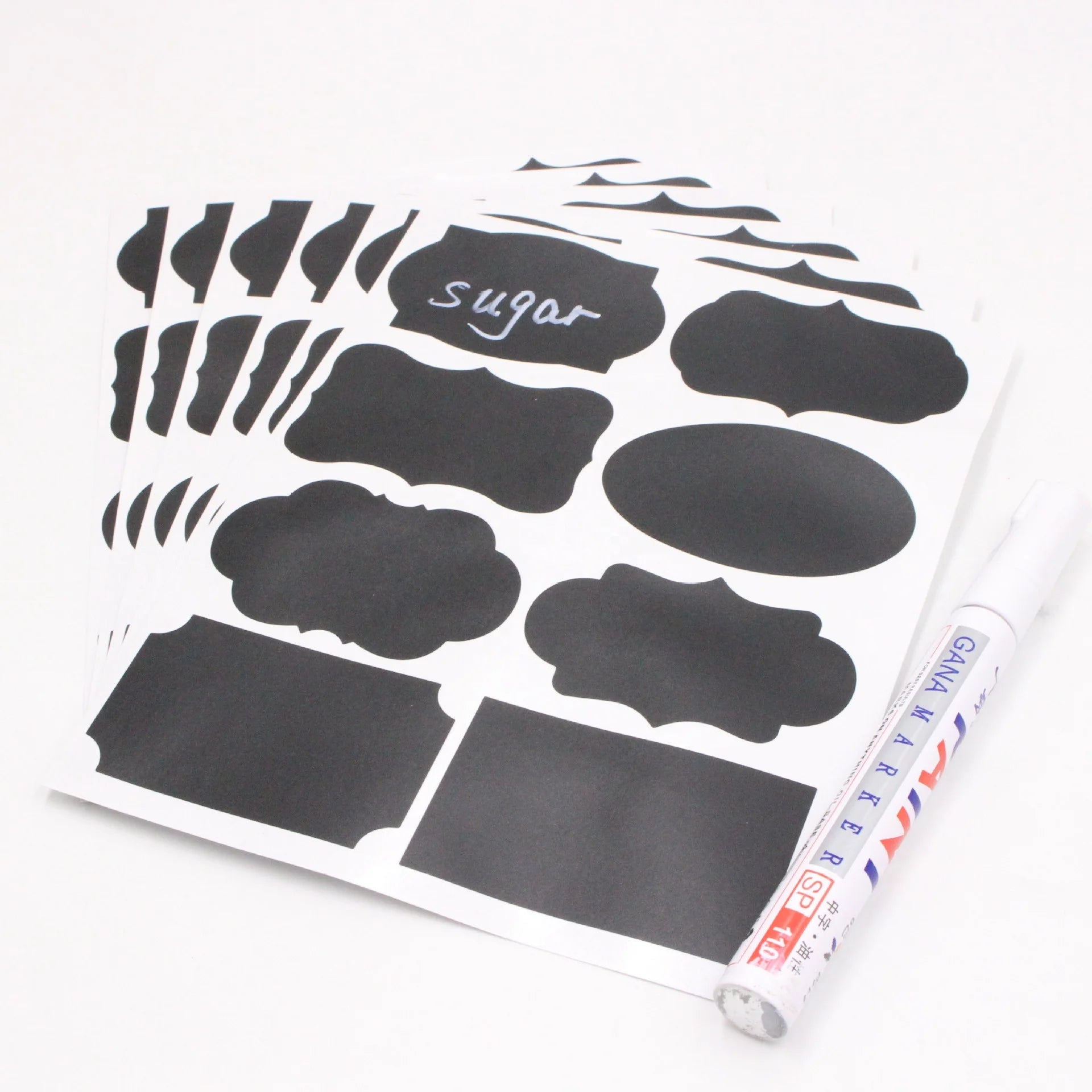 48Pcs/Set Waterproof Chalkboard Kitchen Spice Label Stickers Home Jars Bottles Tags Blackboard Labels Stickers