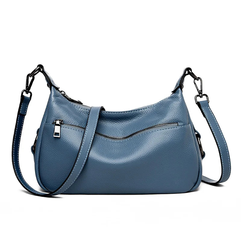 Ladies Soft Genuine Leather Handbag Large Capacity Fashionable Shoulder Bag for Commuting for All Seasons