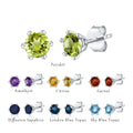 S03A Abiding Mix Wholesale 6 Claw 925 Sterling Silver Round Shape Natural Stone Gemstone Stud Earrings