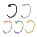 Evorte Children's C Shape Nose Daith Labret Hoop Ring Piercing 316L Stainless Steel Flat Nostril Ear Studs