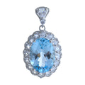 Factory Wholesale Rhodium Plated 925 Sterling Silver Oval Cut Natural Sky Blue Topaz Pendant for Women Gift Party Wear