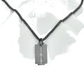Men's Trendy Stainless Steel Link Chain Necklace with Black Plated Razor Blade Charm Silver Plated Pendant Necklaces