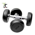 Custom logo Bodybuilding Deluxe Gym Black Rubber Coated Fixed Round Dumbbell