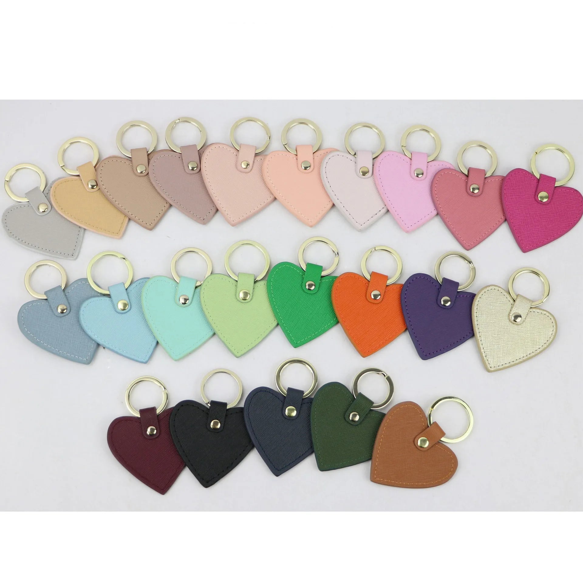 Multi-color Optional Female Metal Key Ring Gift Creative Personality Cute Leather Heart-shaped Cross Pattern Keychain
